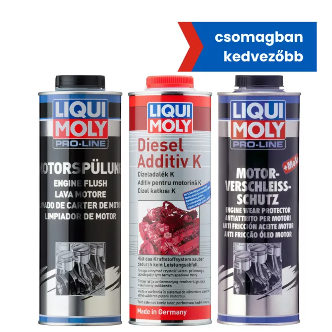 Pro-Line motoröblítő 1l + Pro-Line MoS2 motorolaj adalék 1l + Dízel adalék K 1l