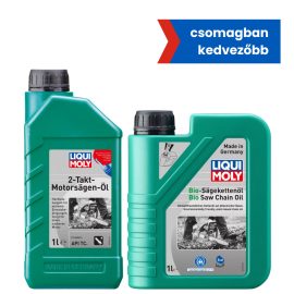   Bio láncfűrész lánckenő olaj 1l + Bio láncfűrész 2T motorolaj 1l